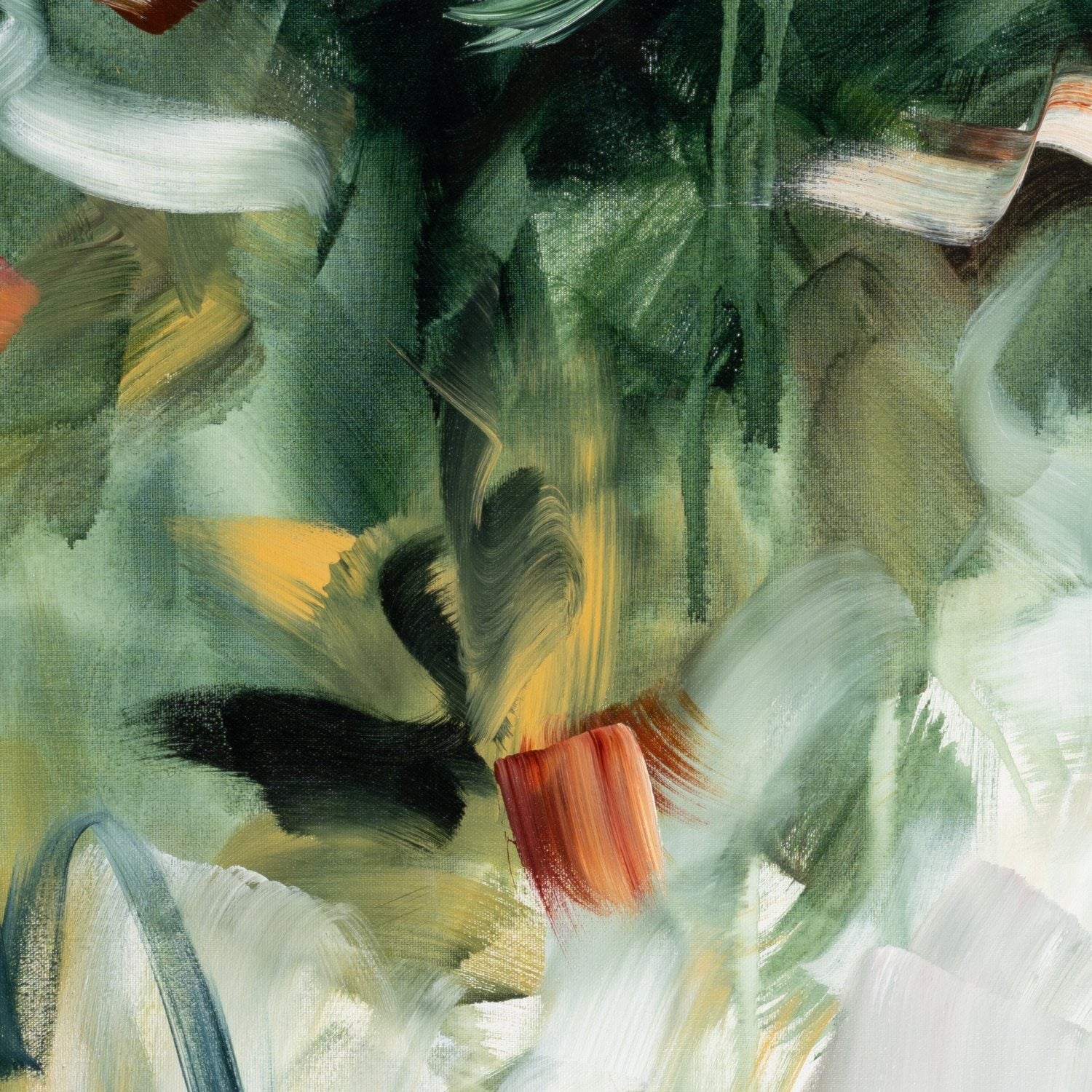 Close-up detail of Movement in Green 1, an abstract canvas print by Joanna Gilbert.