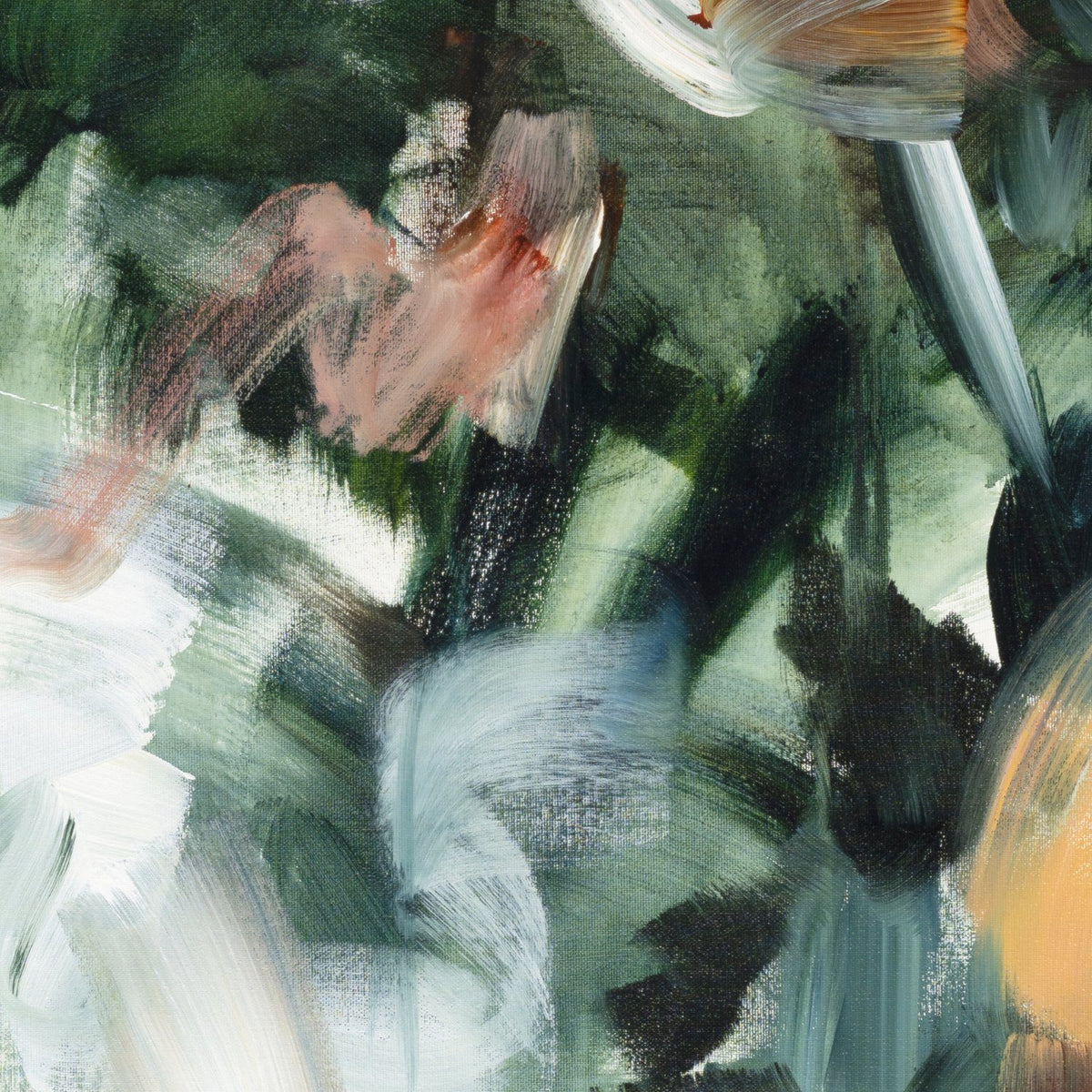 Close-up detail of Movement in Green 2, an abstract canvas print by Joanna Gilbert.