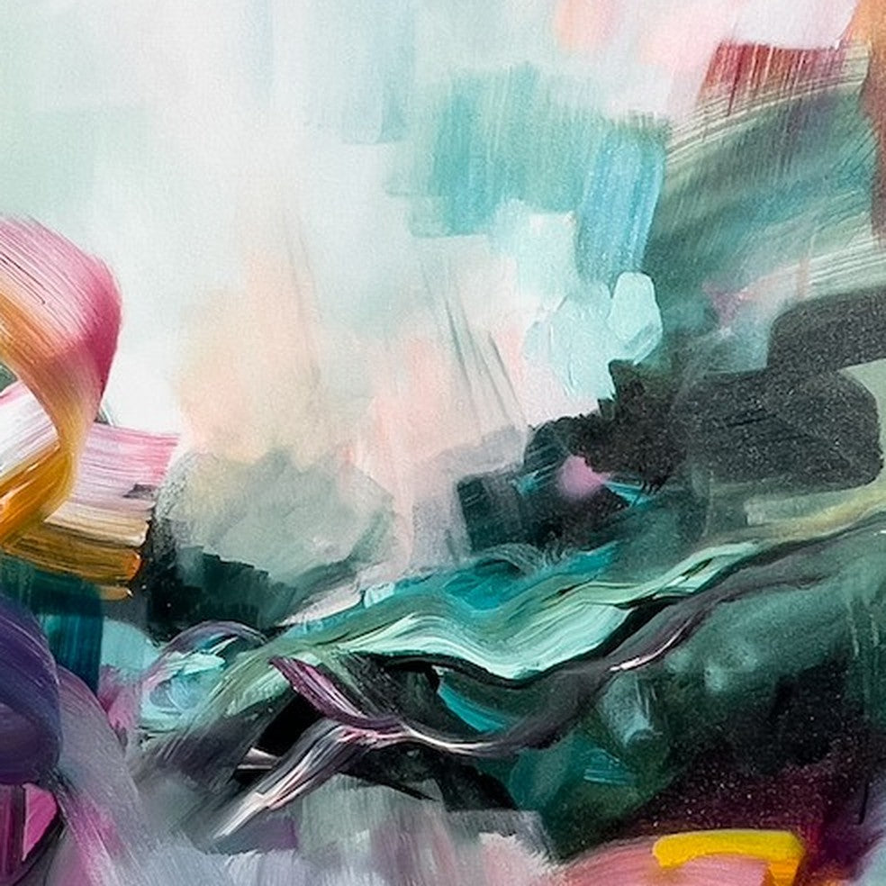 The Light Within, original abstract painting by Joanna Gilbert, close detail of the colour and texture