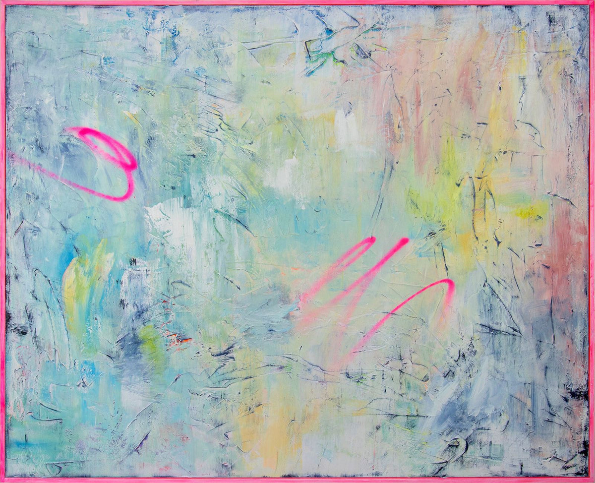 Neon Vibes, original abstract painting by Joanna Gilbert, full view of the canvas