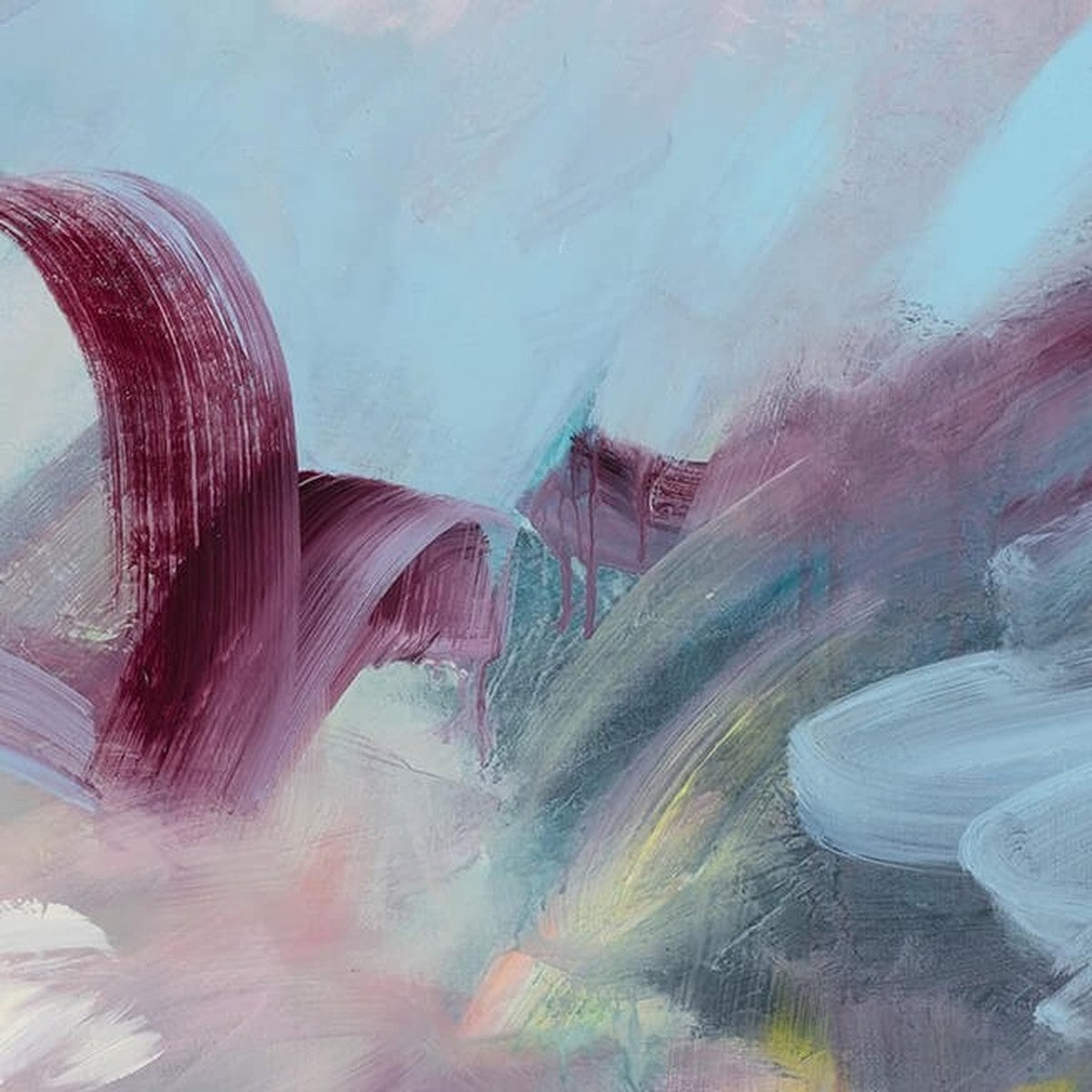 Spring is in the Air, original abstract painting by Joanna Gilbert, close detail of the brushwork