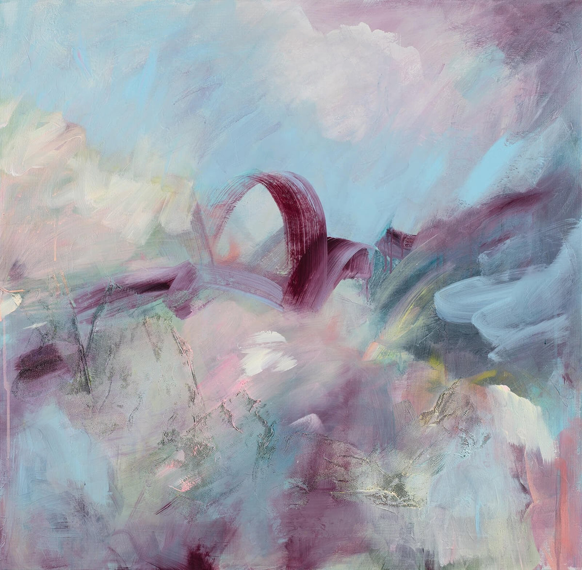 Spring is in the Air, original abstract painting by Joanna Gilbert, full view of the canvas