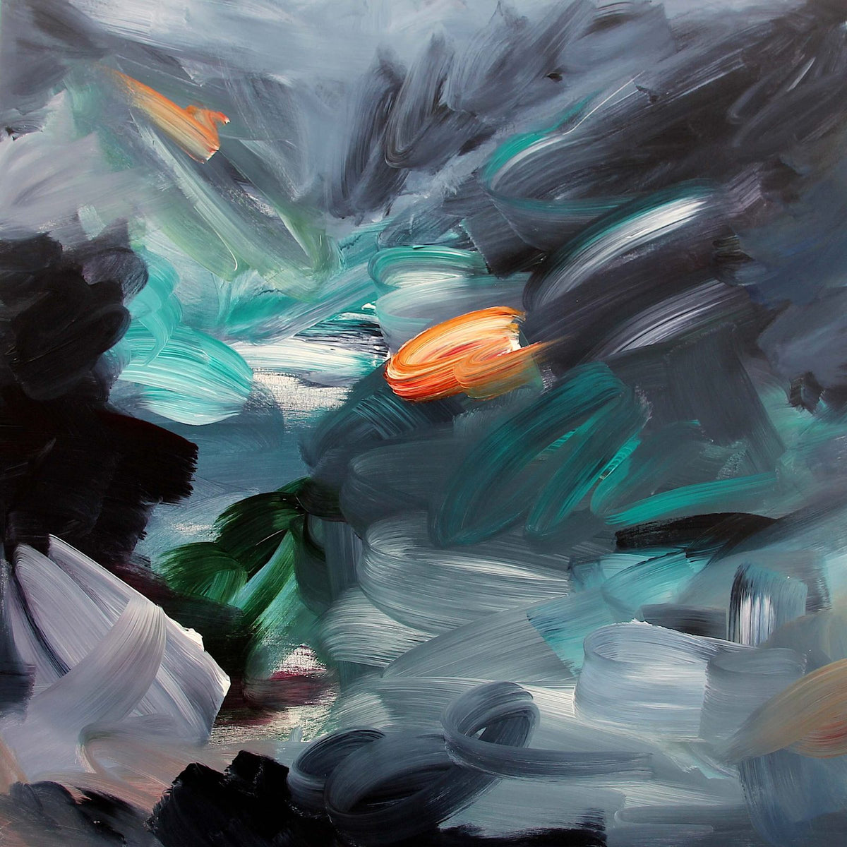 The Inner Flame, original abstract painting by Joanna Gilbert, full view of the canvas