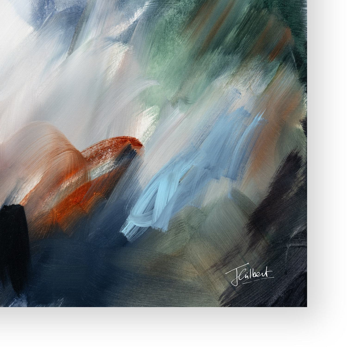 Artist signature on The Turning Point 1 framed canvas print by Joanna Gilbert.