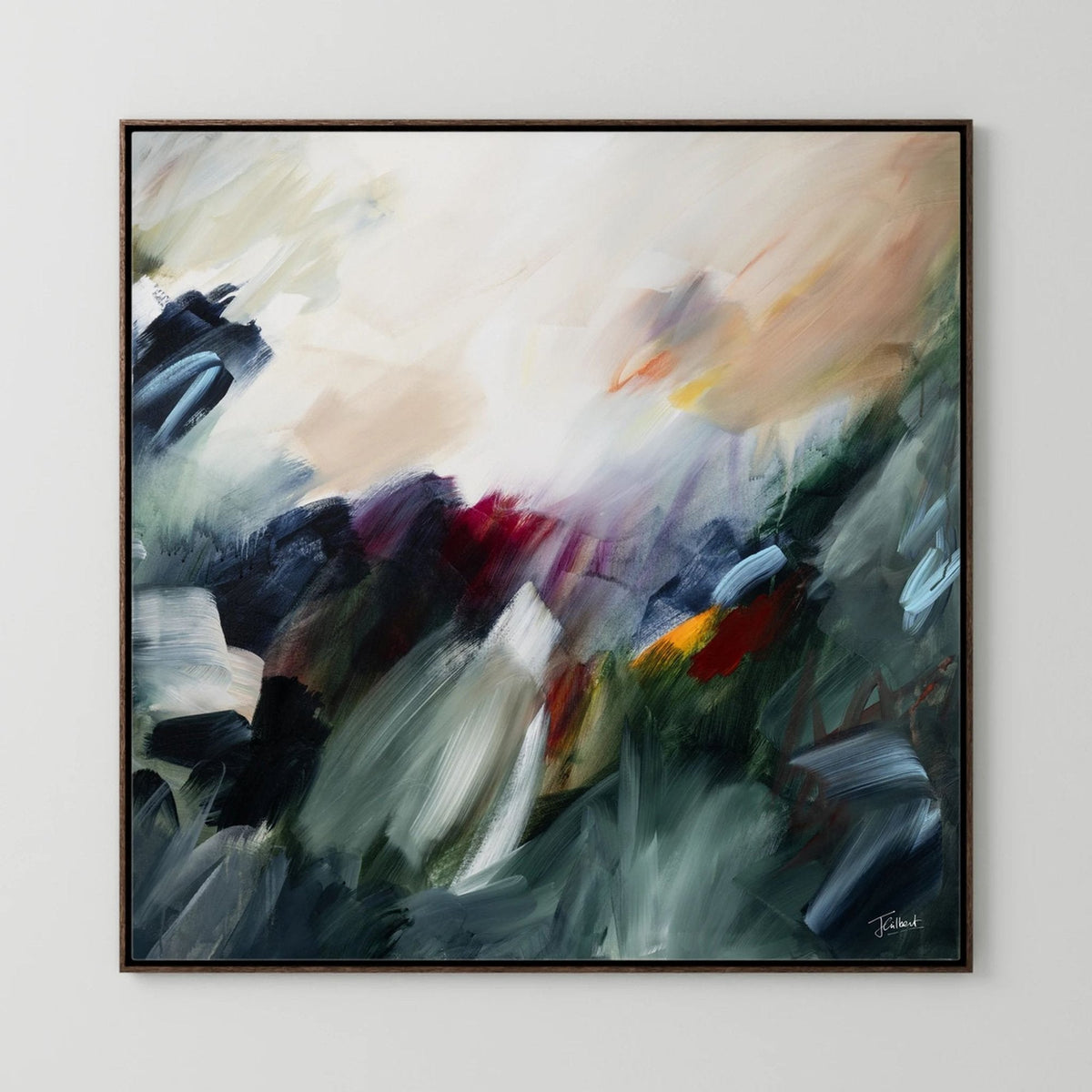 The Turning Point 2 abstract canvas print in a dark oak floating frame