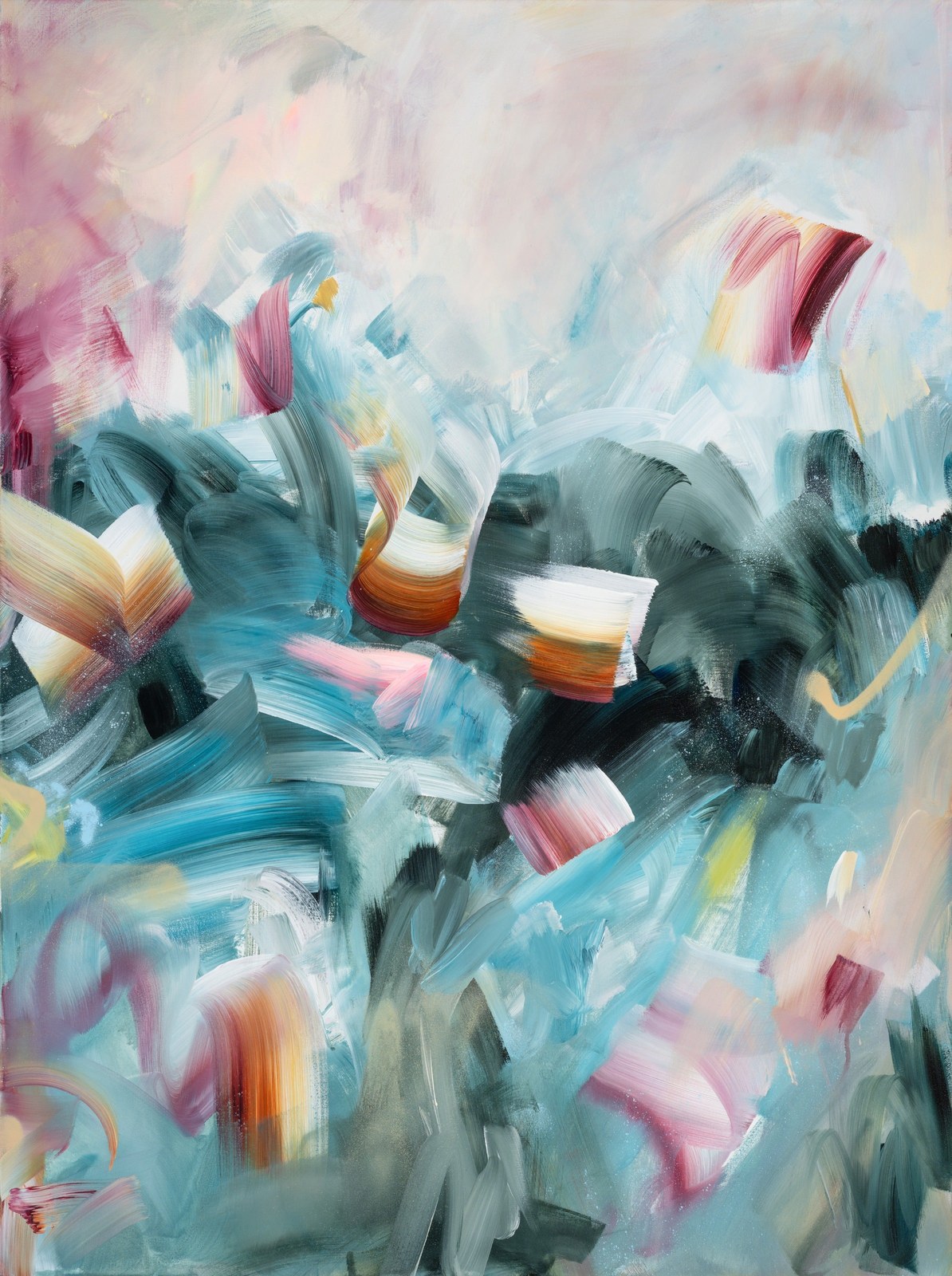 Where the Water Meets the Sky 1, original abstract painting by Joanna Gilbert, full view of the canvas