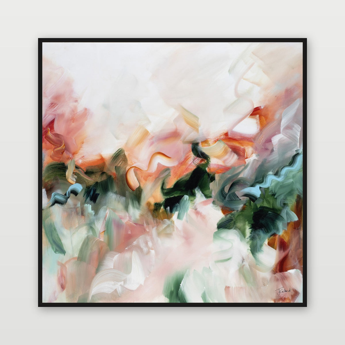 Whispers in the Forest 1 by Joanna Gilbert, shown in a black float frame