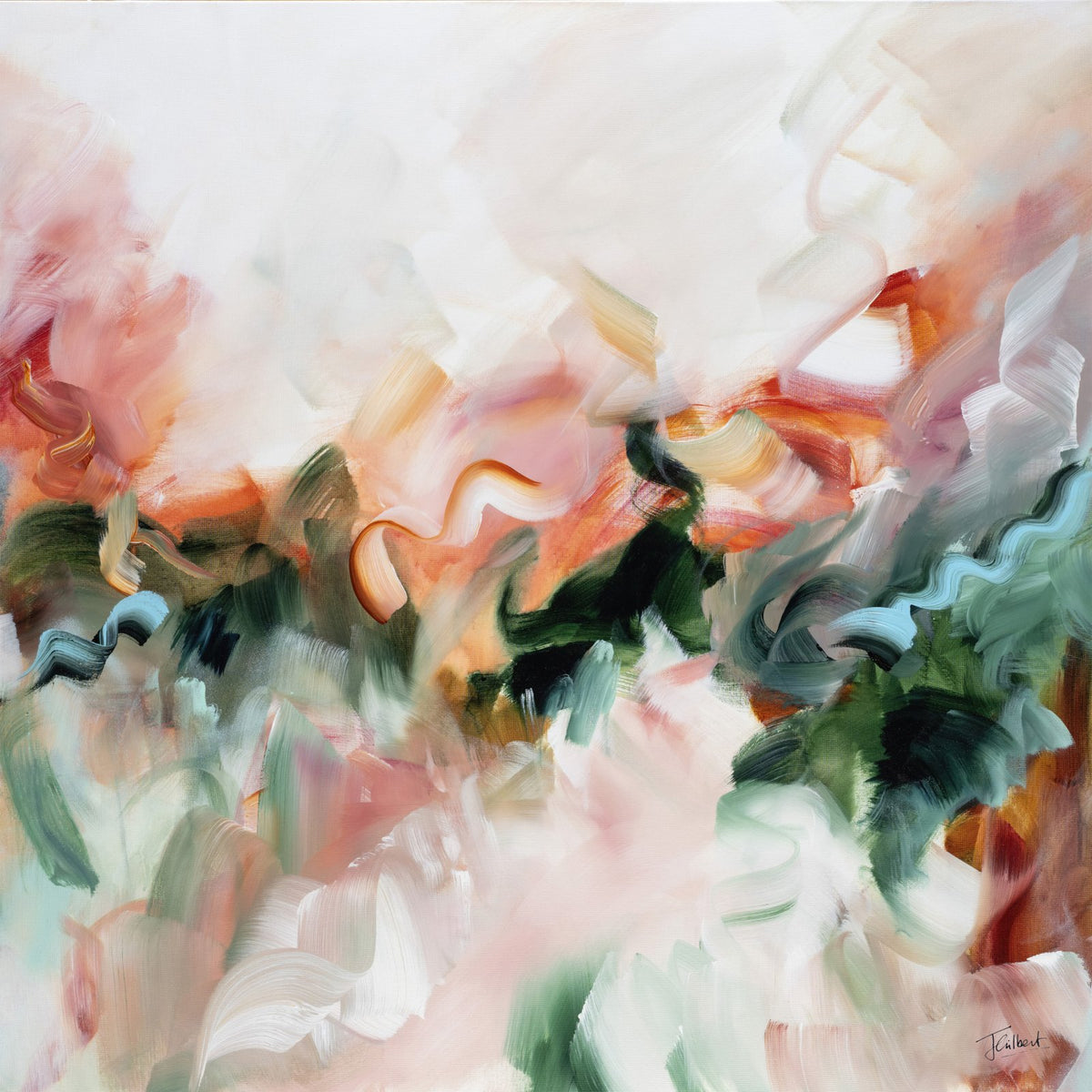 Whispers in the Forest 1, original abstract painting by Joanna Gilbert, full view of the canvas